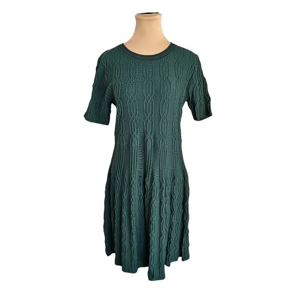 Catherine Malandrino Green Raised Graphic Knit Style Dress Sz L - Picture 3 of 10